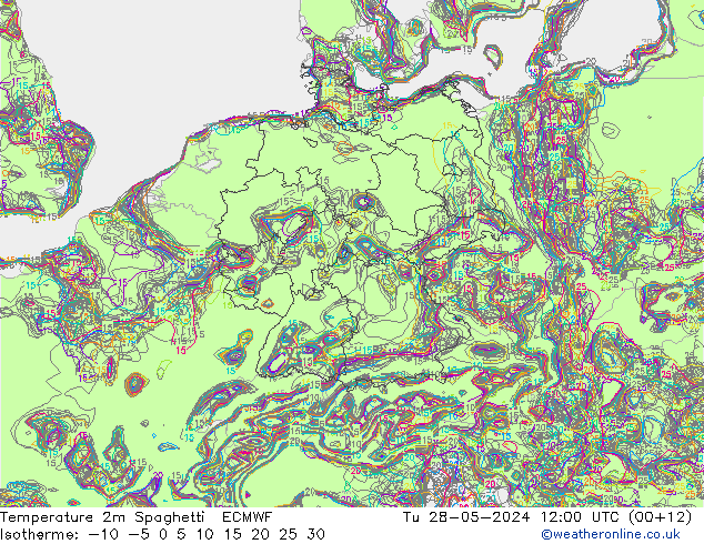 Temperaturkarte Spaghetti ECMWF Di 28.05.2024 12 UTC