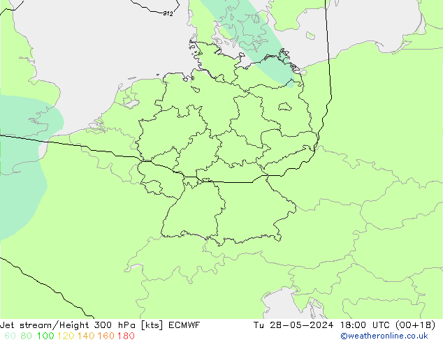 Jet stream/Height 300 hPa ECMWF Tu 28.05.2024 18 UTC