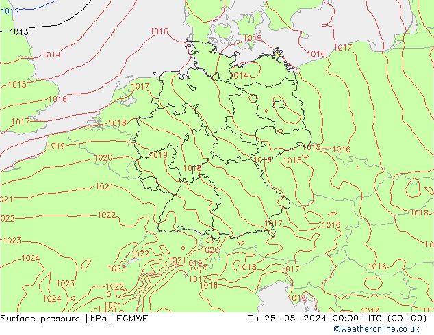 Presión superficial ECMWF mar 28.05.2024 00 UTC