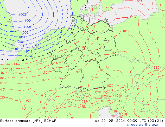 Surface pressure ECMWF We 29.05.2024 00 UTC