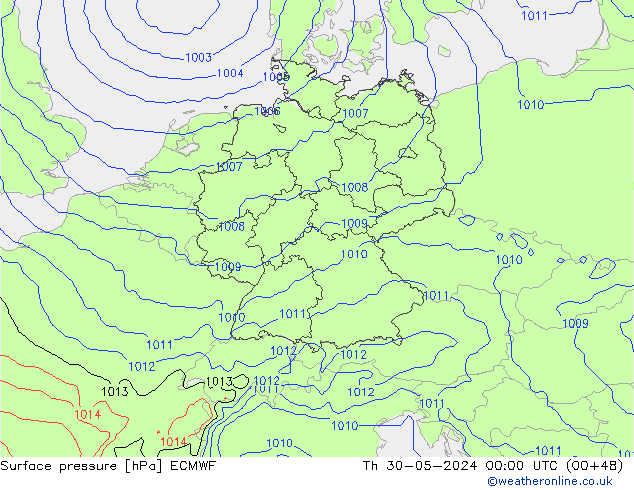 Atmosférický tlak ECMWF Čt 30.05.2024 00 UTC