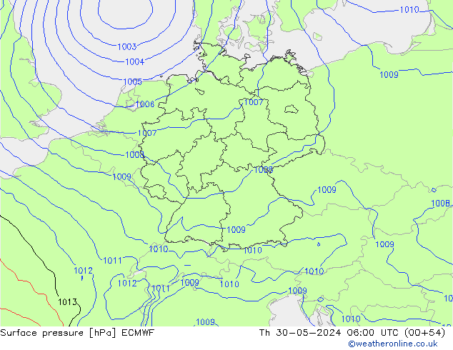 Surface pressure ECMWF Th 30.05.2024 06 UTC