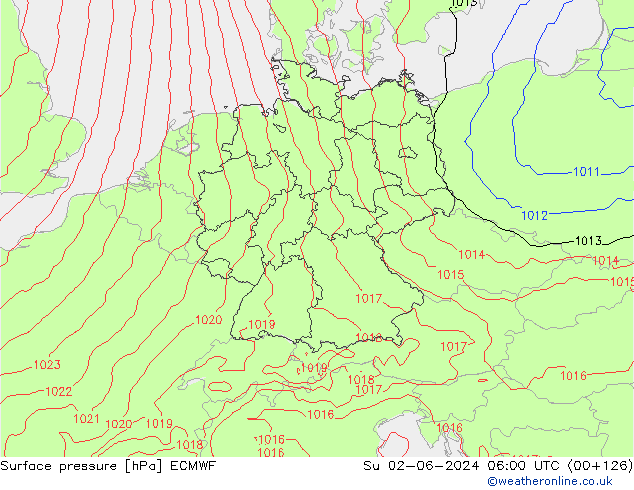 Surface pressure ECMWF Su 02.06.2024 06 UTC