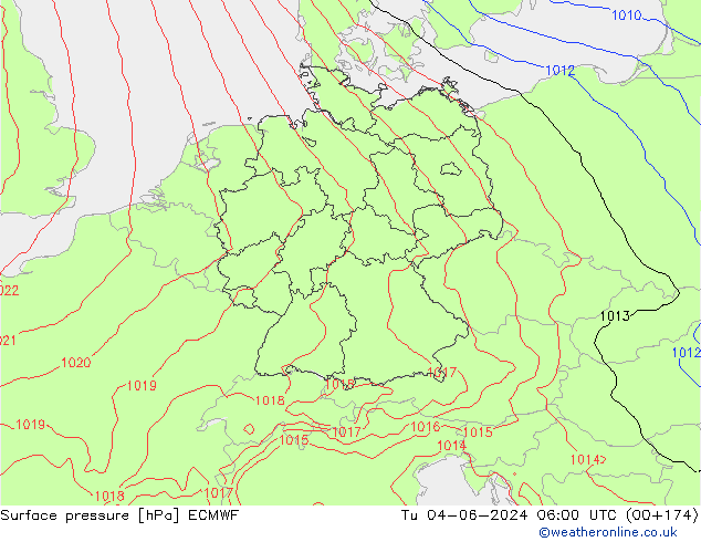 Presión superficial ECMWF mar 04.06.2024 06 UTC