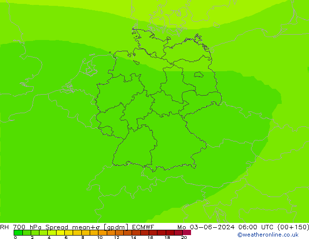 RH 700 hPa Spread ECMWF Mo 03.06.2024 06 UTC