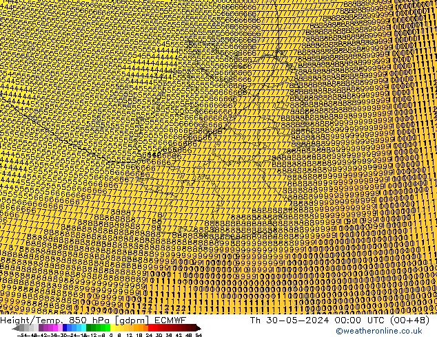 Yükseklik/Sıc. 850 hPa ECMWF Per 30.05.2024 00 UTC