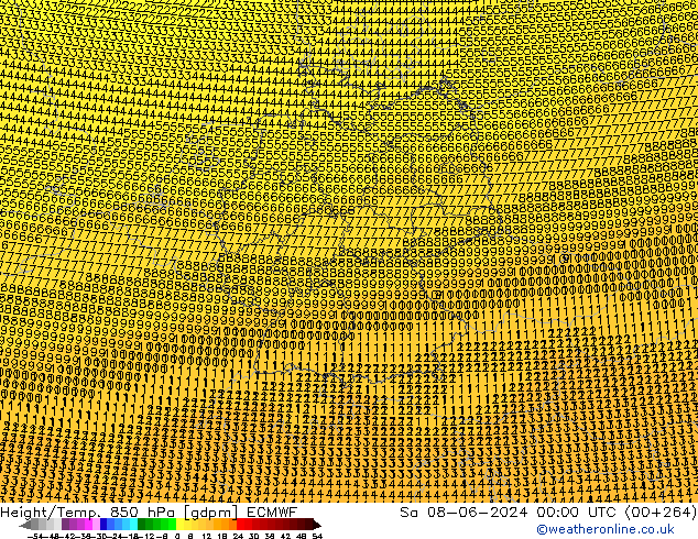 Height/Temp. 850 hPa ECMWF Sa 08.06.2024 00 UTC