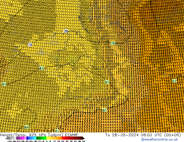 Height/Temp. 925 hPa ECMWF Tu 28.05.2024 06 UTC