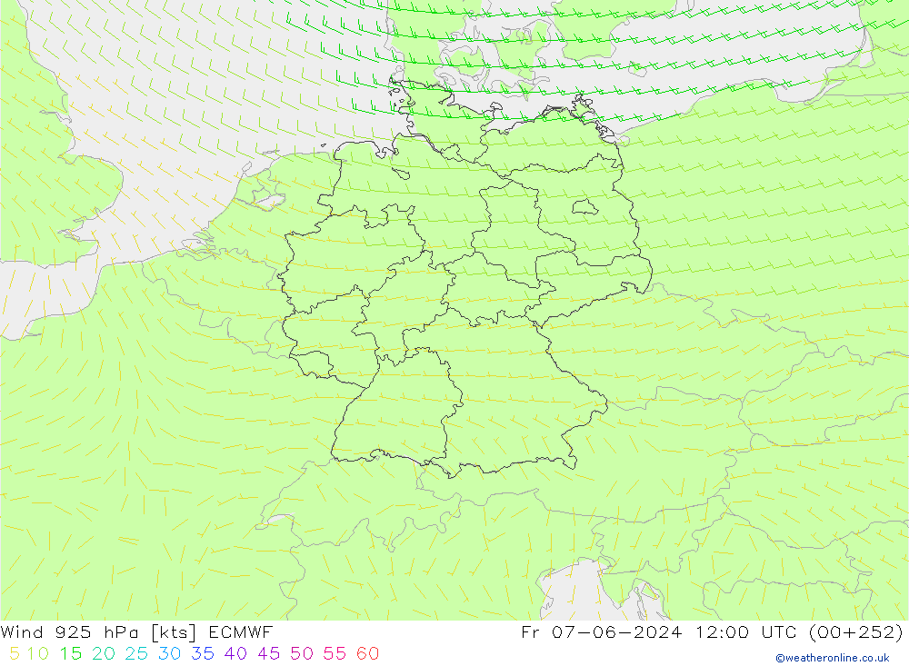 Wind 925 hPa ECMWF Fr 07.06.2024 12 UTC