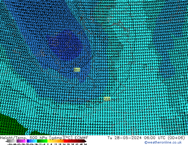 Height/Temp. 500 гПа ECMWF вт 28.05.2024 06 UTC