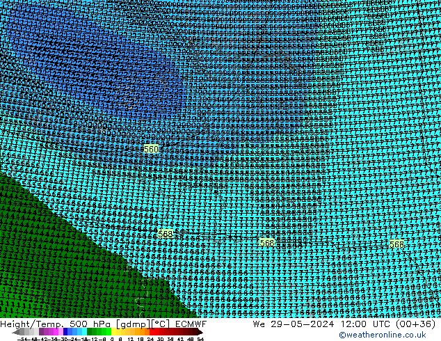 Yükseklik/Sıc. 500 hPa ECMWF Çar 29.05.2024 12 UTC