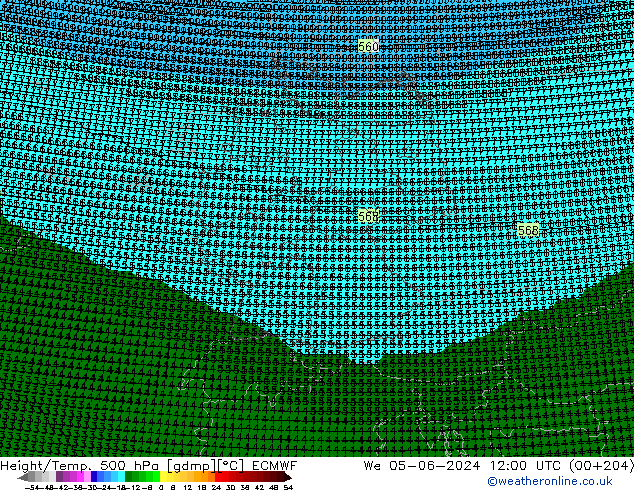 Géop./Temp. 500 hPa ECMWF mer 05.06.2024 12 UTC