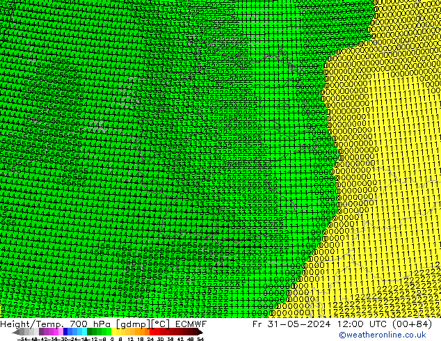 Height/Temp. 700 hPa ECMWF ven 31.05.2024 12 UTC