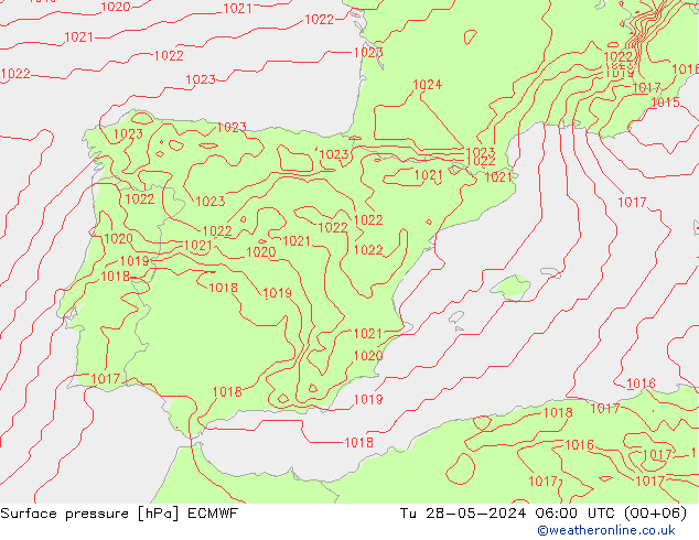 Pressione al suolo ECMWF mar 28.05.2024 06 UTC