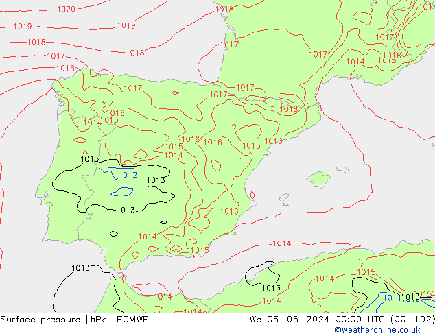 Pressione al suolo ECMWF mer 05.06.2024 00 UTC