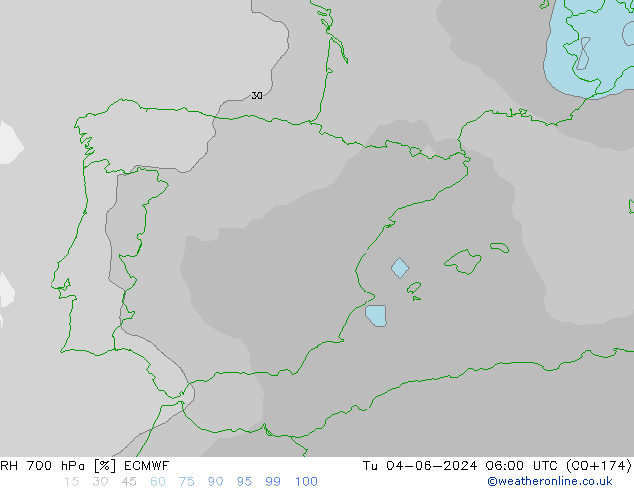 RH 700 hPa ECMWF mar 04.06.2024 06 UTC