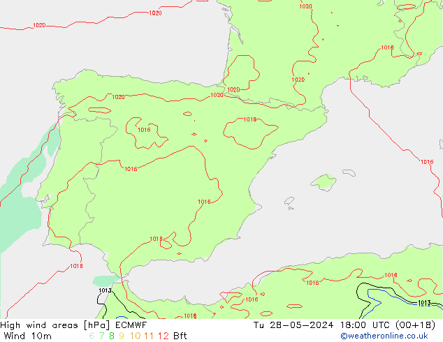 High wind areas ECMWF mar 28.05.2024 18 UTC