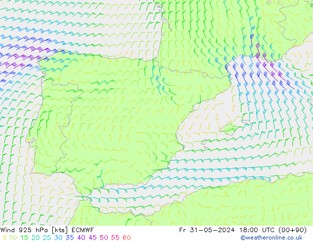 Wind 925 hPa ECMWF Fr 31.05.2024 18 UTC