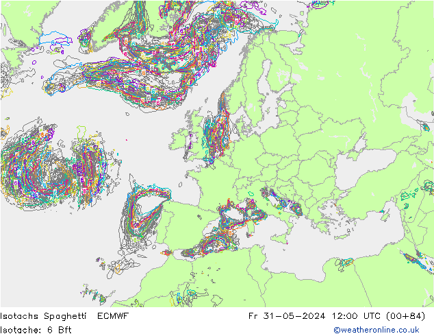 Isotachs Spaghetti ECMWF Fr 31.05.2024 12 UTC