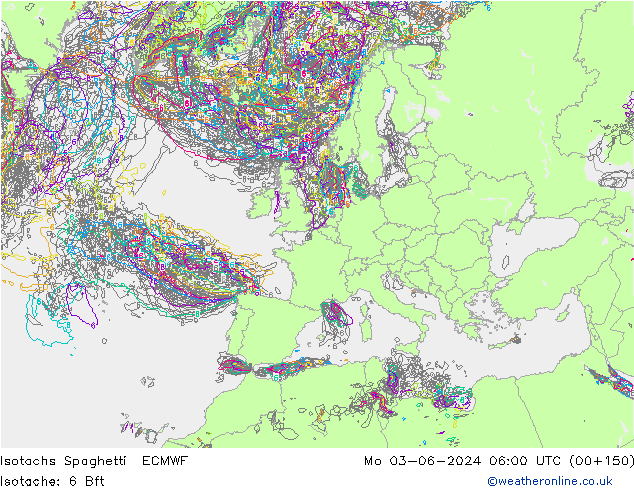 Eşrüzgar Hızları Spaghetti ECMWF Pzt 03.06.2024 06 UTC