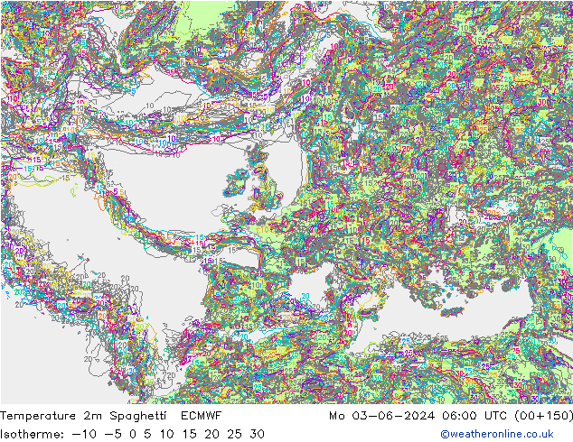 Sıcaklık Haritası 2m Spaghetti ECMWF Pzt 03.06.2024 06 UTC