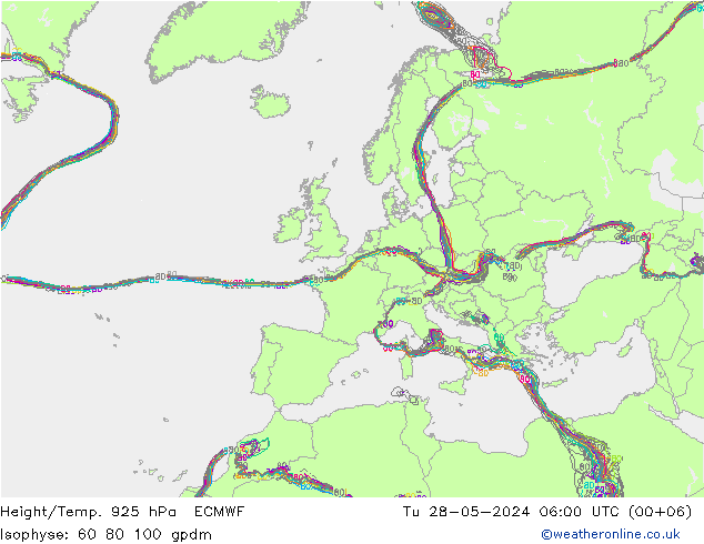 Geop./Temp. 925 hPa ECMWF mar 28.05.2024 06 UTC