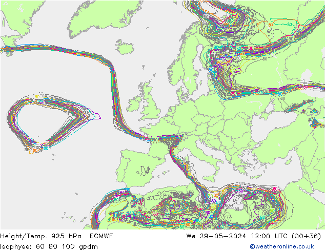 Yükseklik/Sıc. 925 hPa ECMWF Çar 29.05.2024 12 UTC