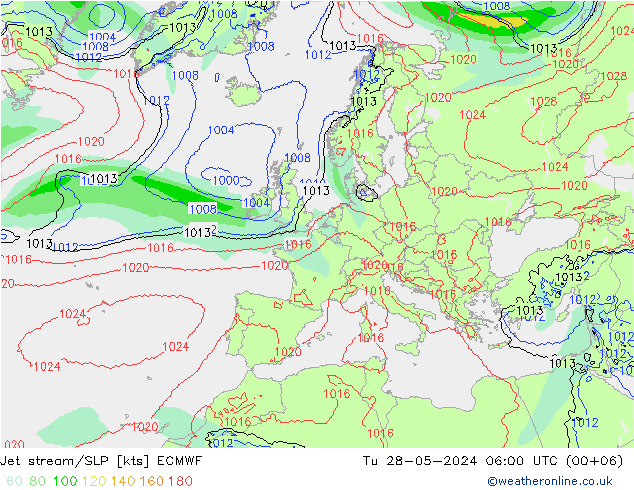 джет/приземное давление ECMWF вт 28.05.2024 06 UTC