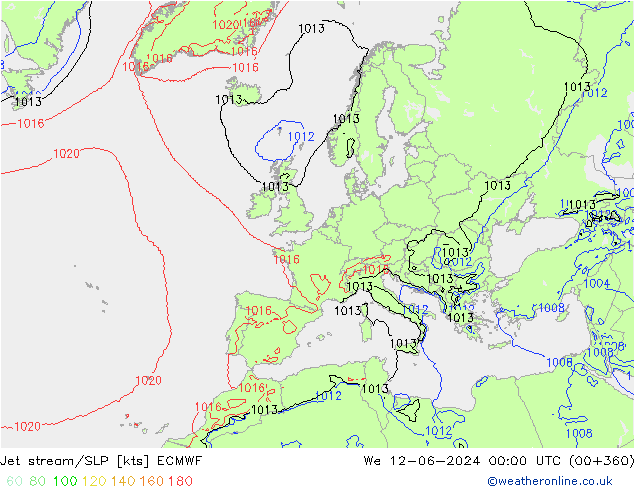 Polarjet/Bodendruck ECMWF Mi 12.06.2024 00 UTC