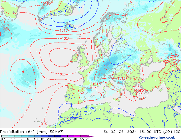 Precipitação (6h) ECMWF Dom 02.06.2024 00 UTC