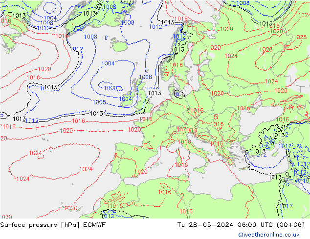 地面气压 ECMWF 星期二 28.05.2024 06 UTC