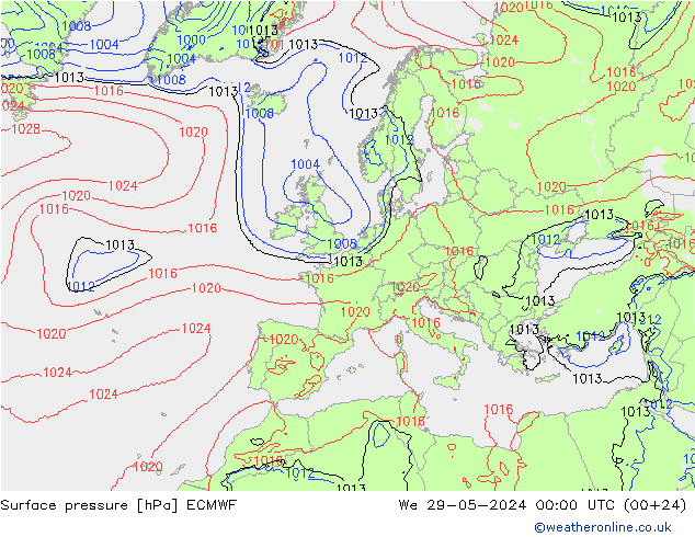 Surface pressure ECMWF We 29.05.2024 00 UTC