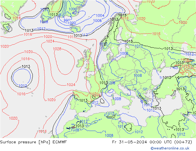 Bodendruck ECMWF Fr 31.05.2024 00 UTC