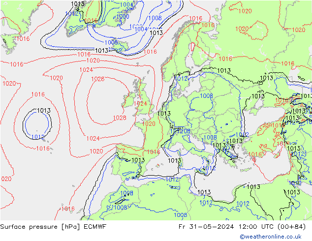 pression de l'air ECMWF ven 31.05.2024 12 UTC