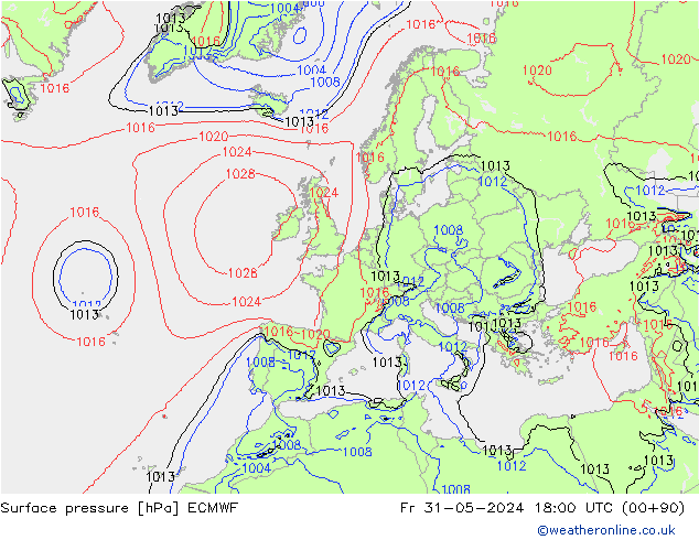 Yer basıncı ECMWF Cu 31.05.2024 18 UTC