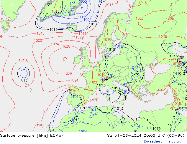 pressão do solo ECMWF Sáb 01.06.2024 00 UTC