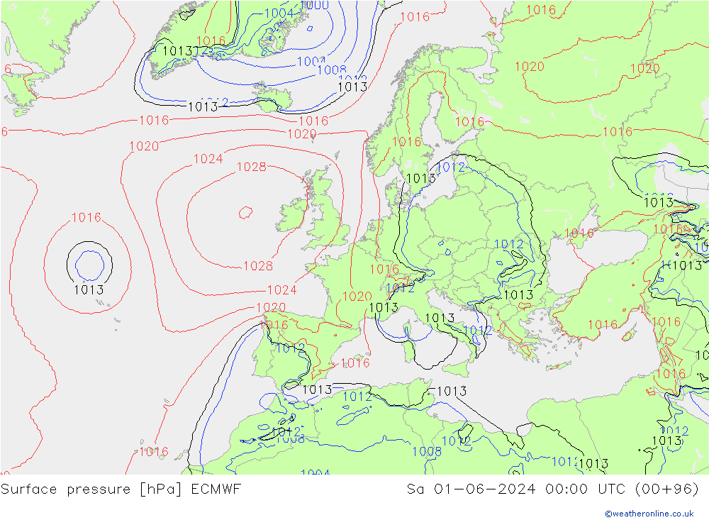 Atmosférický tlak ECMWF So 01.06.2024 00 UTC