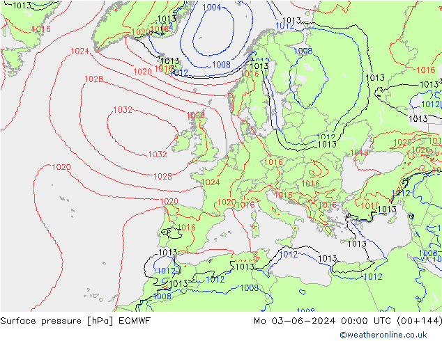 pressão do solo ECMWF Seg 03.06.2024 00 UTC
