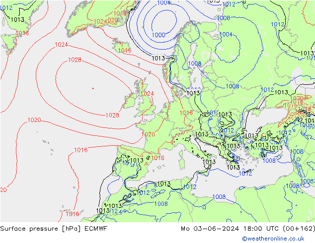 Luchtdruk (Grond) ECMWF ma 03.06.2024 18 UTC