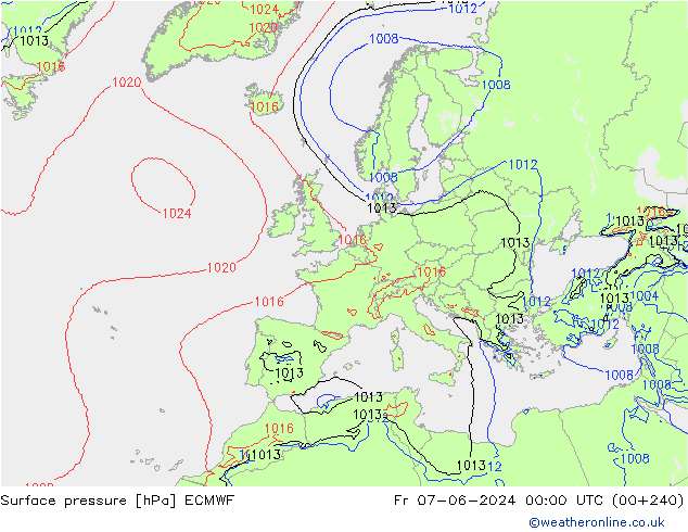 Bodendruck ECMWF Fr 07.06.2024 00 UTC