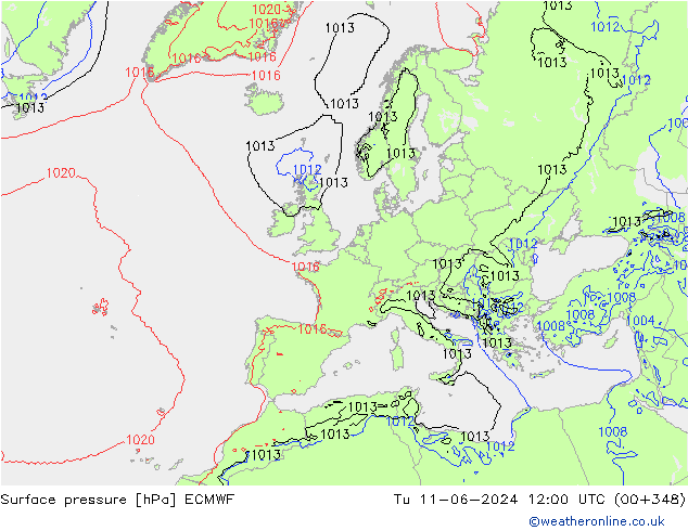 Presión superficial ECMWF mar 11.06.2024 12 UTC