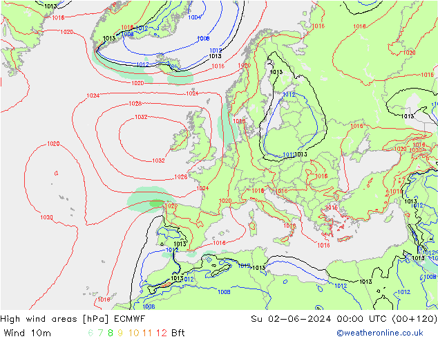 Sturmfelder ECMWF So 02.06.2024 00 UTC