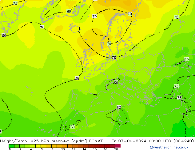 Height/Temp. 925 hPa ECMWF Fr 07.06.2024 00 UTC