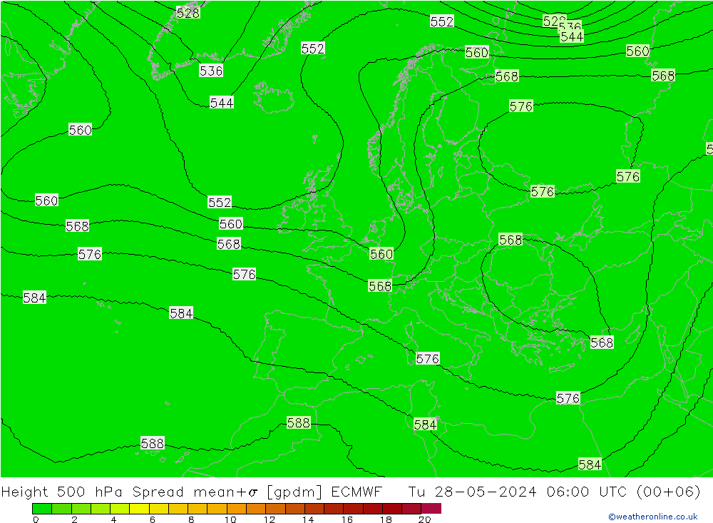 Height 500 hPa Spread ECMWF Di 28.05.2024 06 UTC