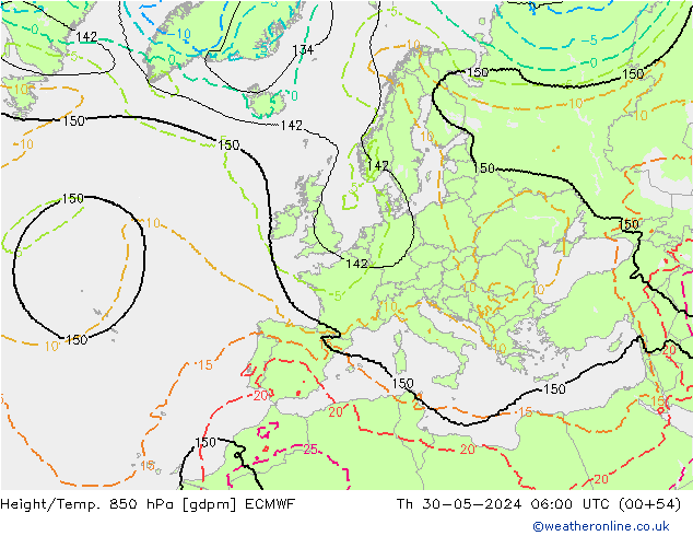 Géop./Temp. 850 hPa ECMWF jeu 30.05.2024 06 UTC