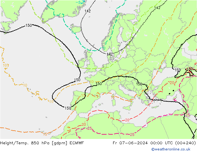 Height/Temp. 850 hPa ECMWF Fr 07.06.2024 00 UTC