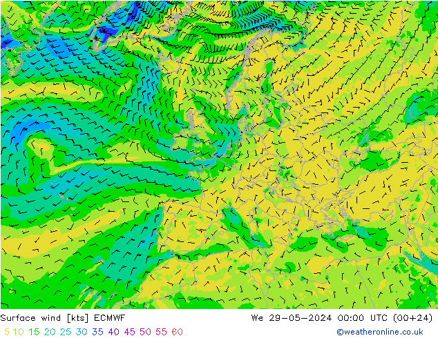 Surface wind ECMWF St 29.05.2024 00 UTC