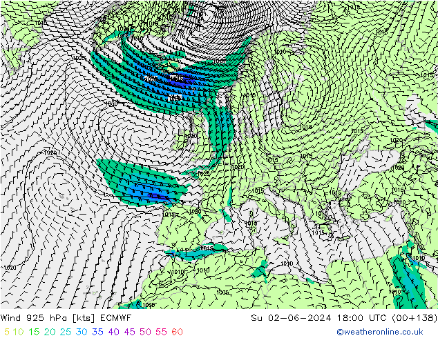 ветер 925 гПа ECMWF Вс 02.06.2024 18 UTC