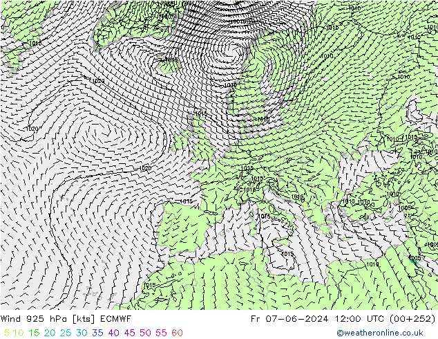 Wind 925 hPa ECMWF Fr 07.06.2024 12 UTC