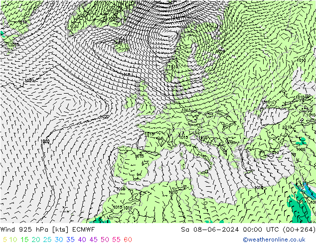 Wind 925 hPa ECMWF Sa 08.06.2024 00 UTC